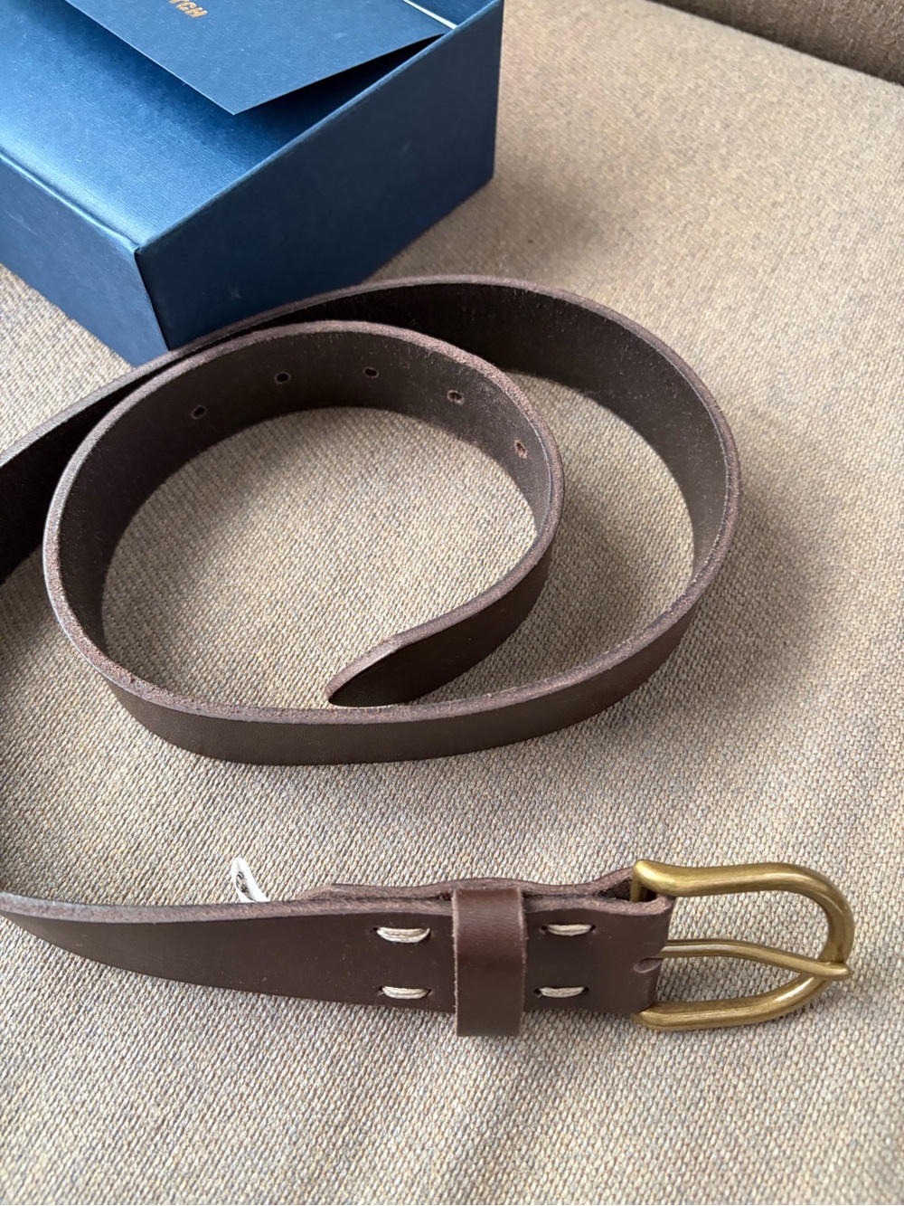 Men's Taylor Stitch Foundation Belt -  Brown Leather Belt with Brass Buckle